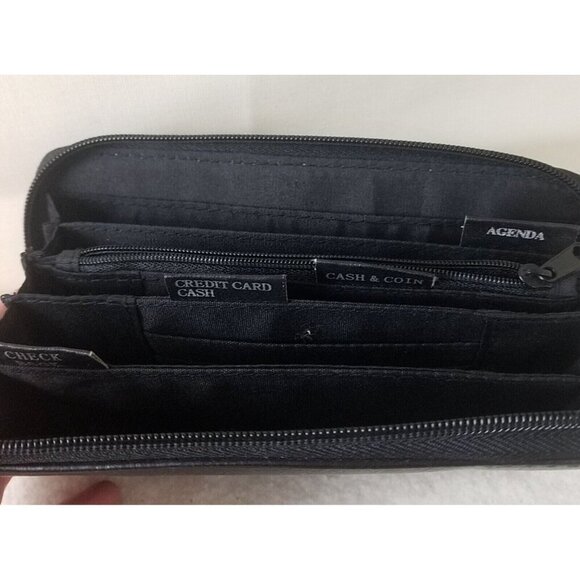 Rosetti Zip‎ Around Black Wallet Check Book Cash/Coins Credit Cards Receipts - Picture 7 of 9